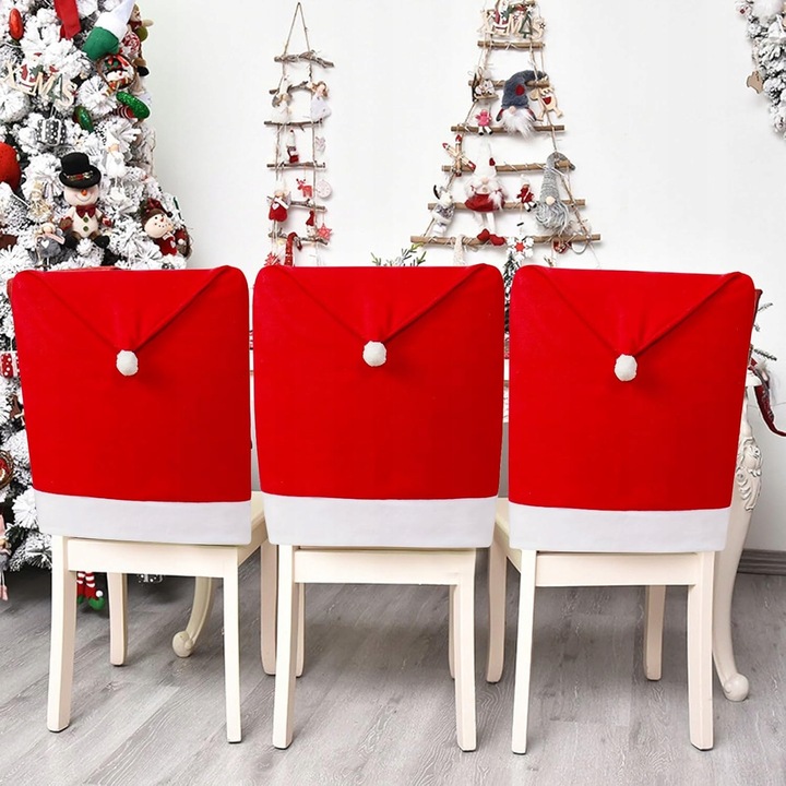 POKROWIEC NA KRZESŁO ŚWIĄTECZNY CZAPKA MIKOŁAJA POKROWCE NA KRZESŁA 6szt HQ