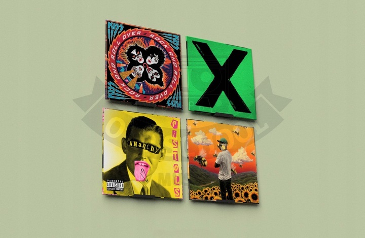 4x Wieszak BEZ WIERCENIA ŚCIENNY na WINYLE płyty winylowe Stojak