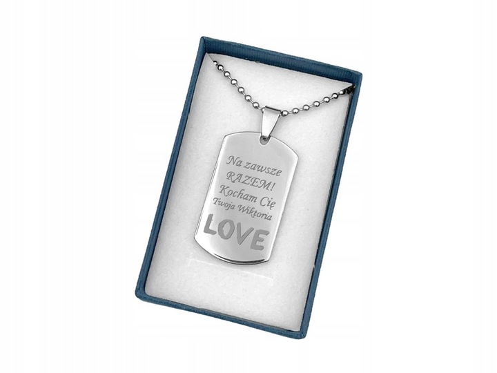 Nieśmiertelnik stal szlachetna z GRAWEREM prezent dla niego dzień chłopaka