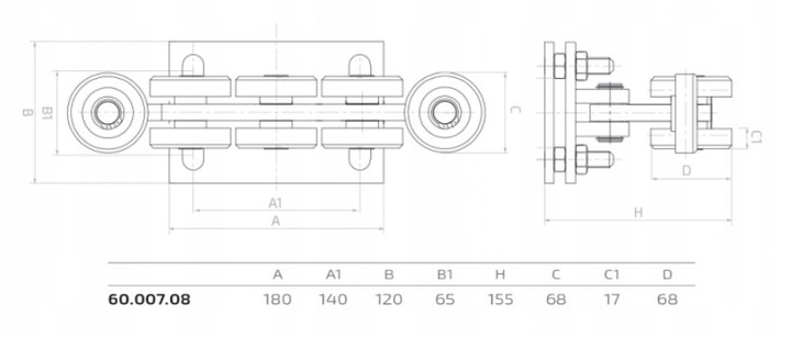 WÓZEK WÓZKI ROLKI DO BRAMY PRZESUWNEJ ZESTAW 80x80