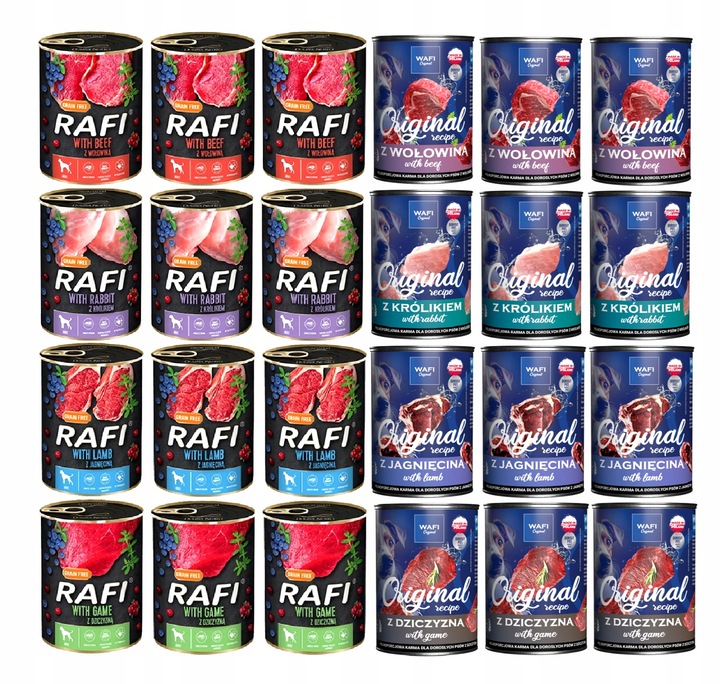 Karma mokra dla psa RAFI I WAFI mix smaków 24 x 400g