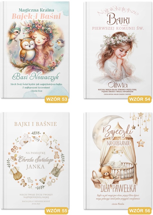 BAJKI dla dzieci Prezent na Dzień Dziecka Roczek Pamiątka Chrztu Z IMIENIEM