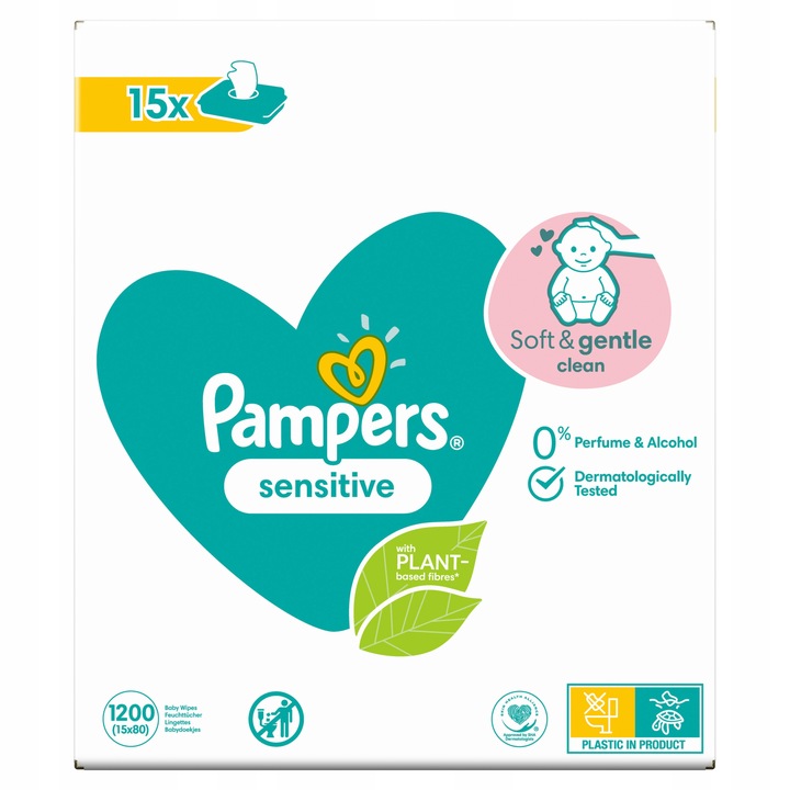 Chusteczki nawilżane Pampers Sensitive 15 x 80 szt.