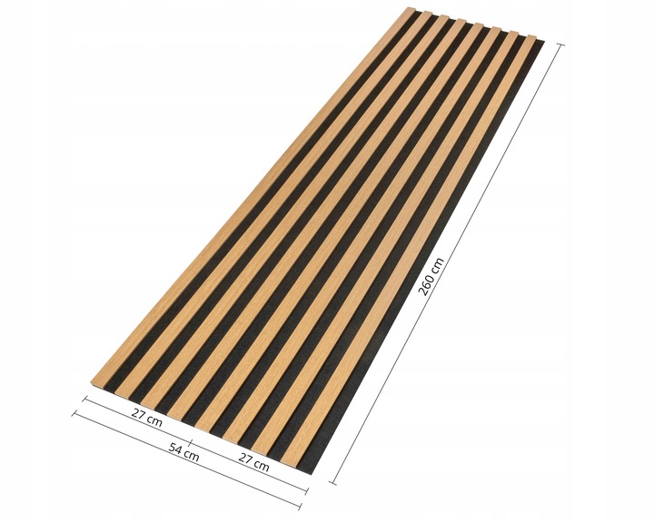 Lamele ścienne, akustyczne 54x260 cm na czarnym filcu Dąb i inne