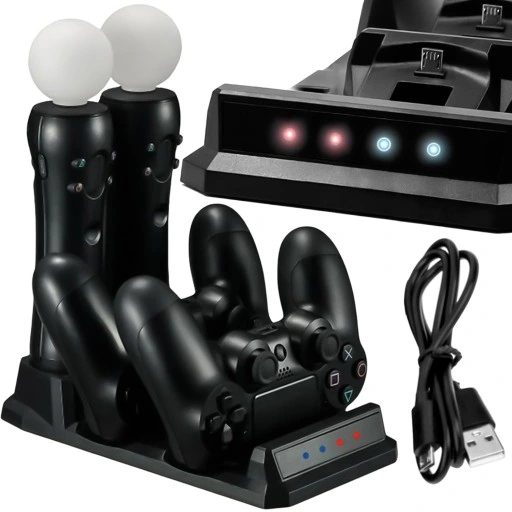 DUŻA Ładowarka STACJA DOKUJĄCA do PS4 DualShock MOVE Kontroler Pad 4w1