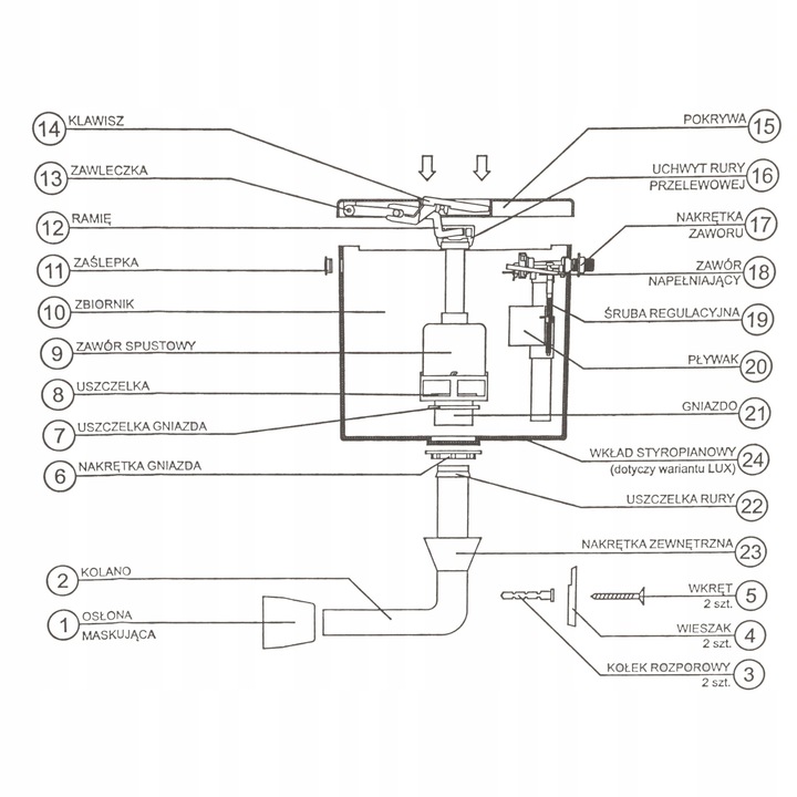 SPŁUCZKA WC 99 DOLNOPŁUK ZBIORNIK NA WODĘ KOMPAKT START STOP TOALETY
