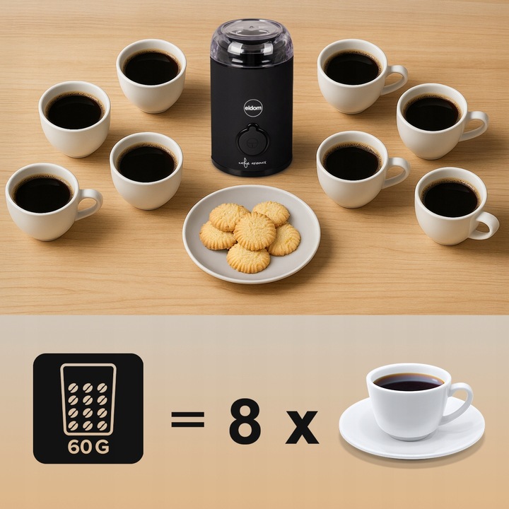 Elektryczny młynek do kawy MK90C beano Eldom czarny matowy 60g