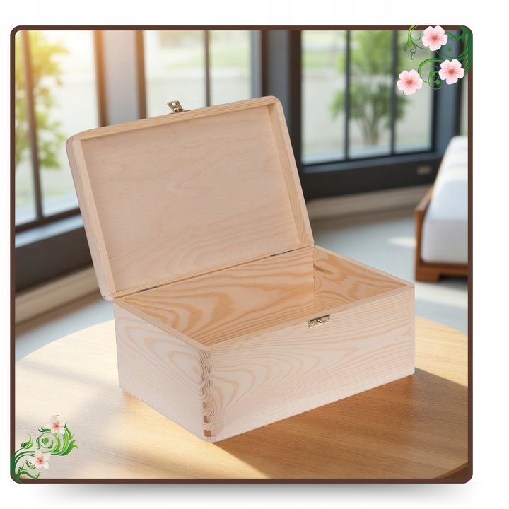 SKRZYNKA DREWNIANA PUDEŁKO Kufer Pojemnik 30x20 ORGANIZER DO DOMU DECOUPAGE