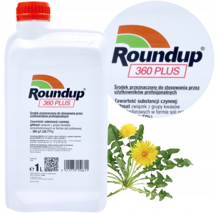 Roundup 360 SL PLUS 1L BAYER RANDAP glifosat, na wszystkie chwasty,