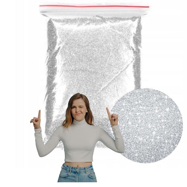 Brokat Sypki Srebrny Drobny 100g do Farb Ściań Fug Dekoracyjny Ozdobny