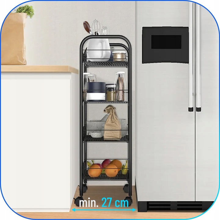 MOBILNY REGAŁ KUCHENNY ŁAZIENKOWY STOLIK NA KÓŁKACH METALOWY WÓZEK 4