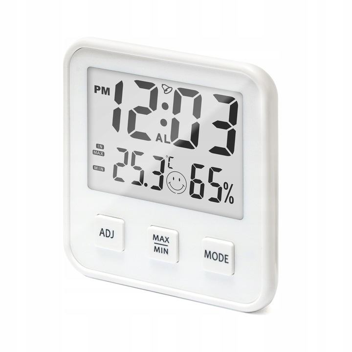 STACJA POGODY TERMOMETR HIGROMETR ZEGAREK ALARM CZUJNIK NA MAGNES