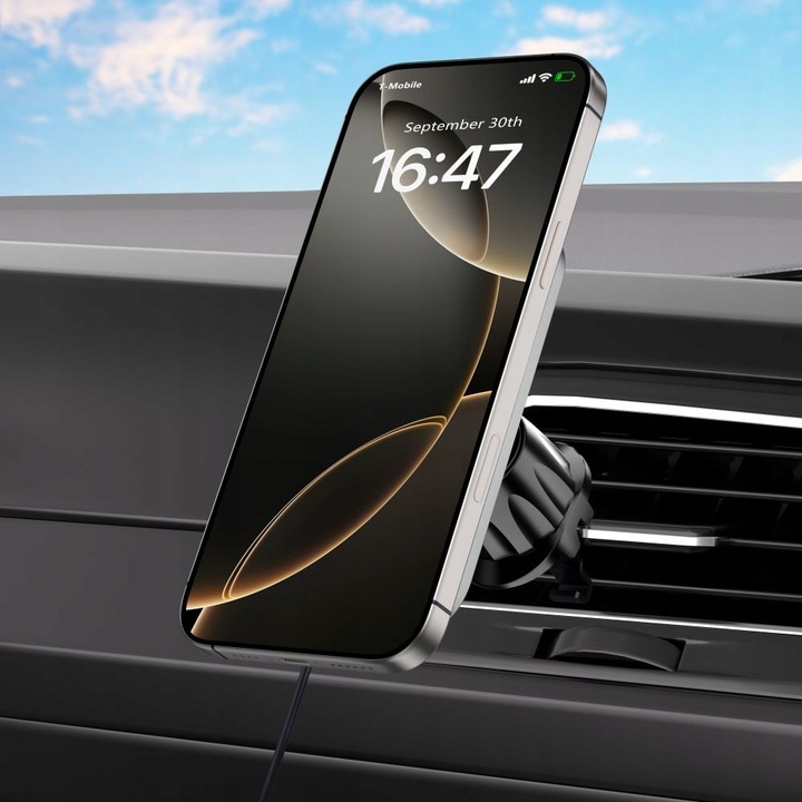 UCHWYT SAMOCHODOWY ŁADOWARKA INDUKCYJNA DO MAGSAFE DO IPHONE 12 13 14 15 16