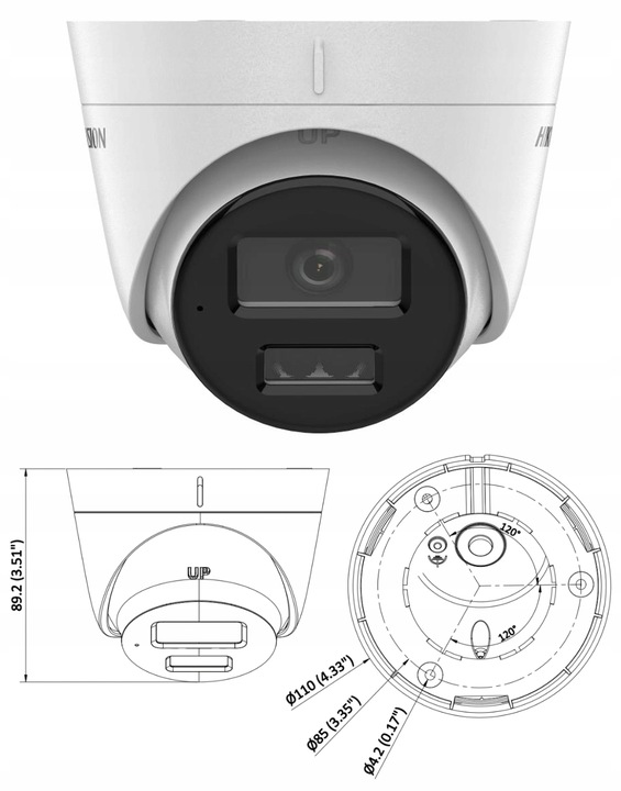 Zestaw kamer do monitoringu HIKVISION 6Mpx Dualny oświetlacz Detekcja Ruchu