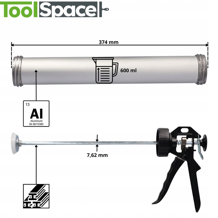 WYCISKACZ DO MAS GĘSTYCH USZCZELNIAJĄCYCH 600ml PISTOLET KLEJU