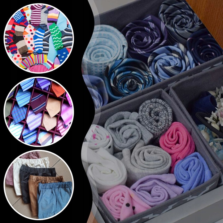 4x ORGANIZER NA BIELIZNĘ SKARPETKI UBRANIA DO SZUFLADY SZAFY ZESTAW