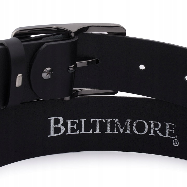 Skórzany pasek damski do spodni sukienki czarna skóra nat 4 cm