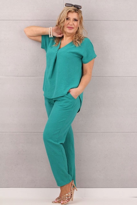 ELEGANCKI KOMPLET DAMSKI DUŻE ROZMIARY POLSKI PRODUCENT BLUZKA I SPODNIE