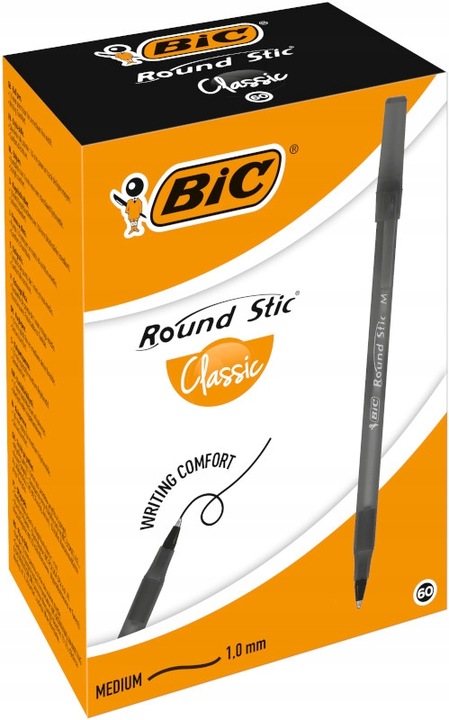 BIC DŁUGOPIS ROUND STIC CLASSIC CZARNY ZESTAW OPAKOWANIE 60 SZTUK