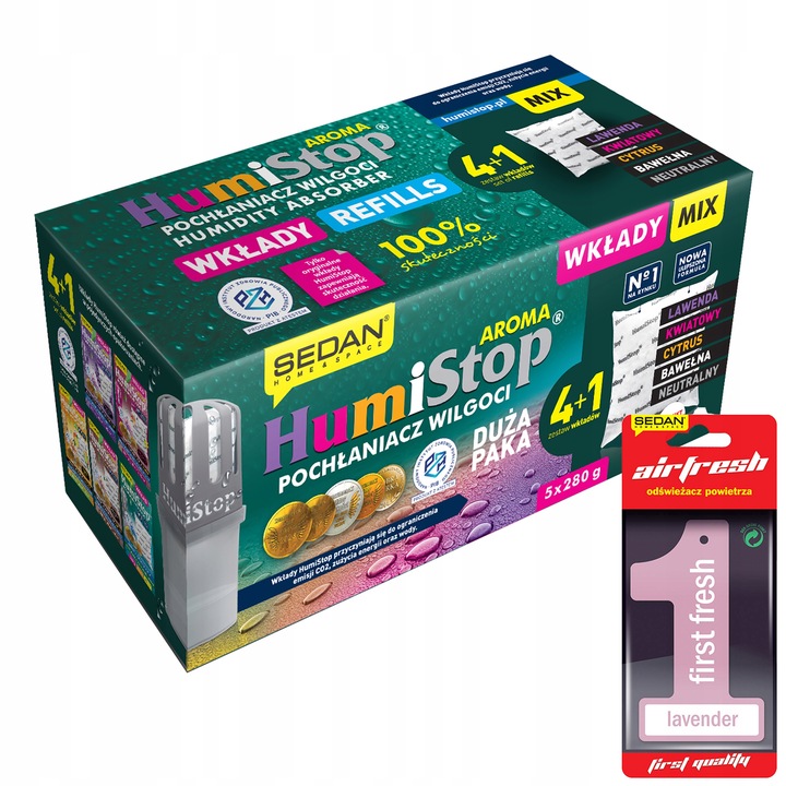 HUMISTOP WKŁAD ZAPAS DO POCHŁANIACZA WILGOCI X 5 MIX + ZAWIESZKA