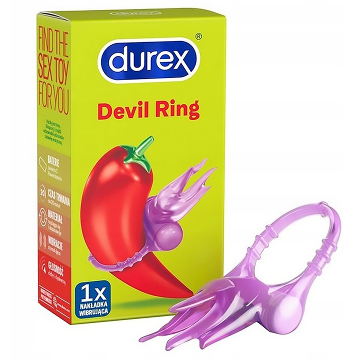 Durex NAKŁADKA WIBRACYJNA NA PENISA Little Devil RING masażer łechtaczki