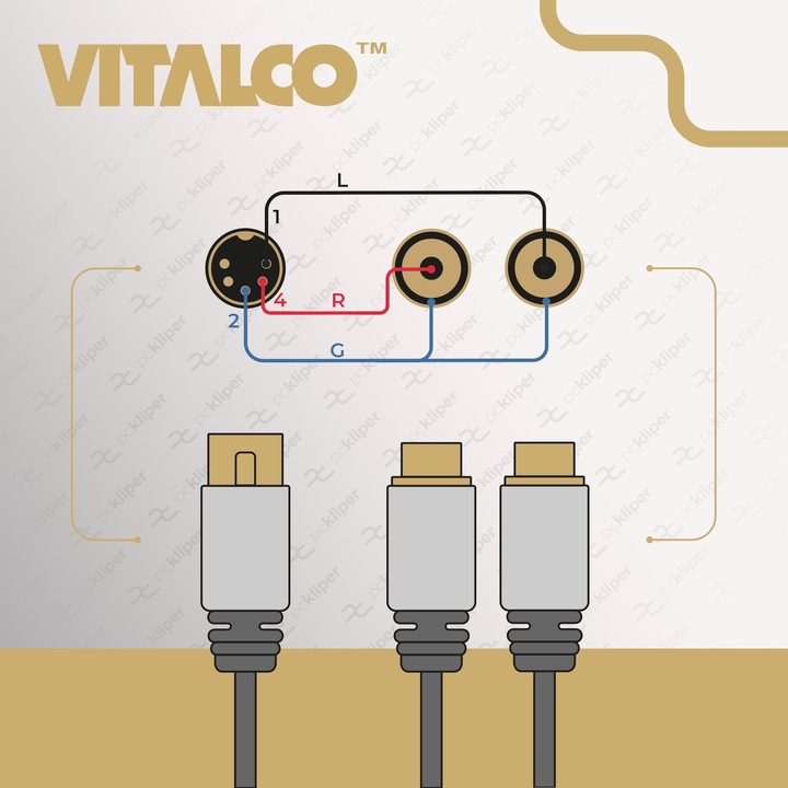 PRZEJŚCIÓWKA ADAPTER WTYK DIN 5 PIN NA 2X GNIAZDO RCA VITALCO
