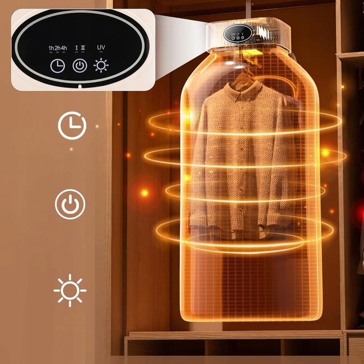 Przenośna Suszarka 600W Składana UV + Cicha 45dB Szybkoschnąca Do