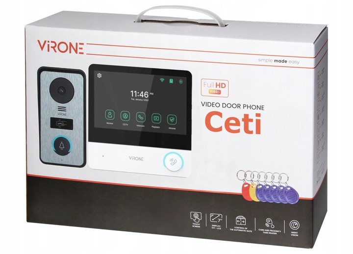 WIDEODOMOFON VIDEO DOMOFON FULL HD 7" CZYTNIK BRELOK MENU PL FURTKA + BRAMA