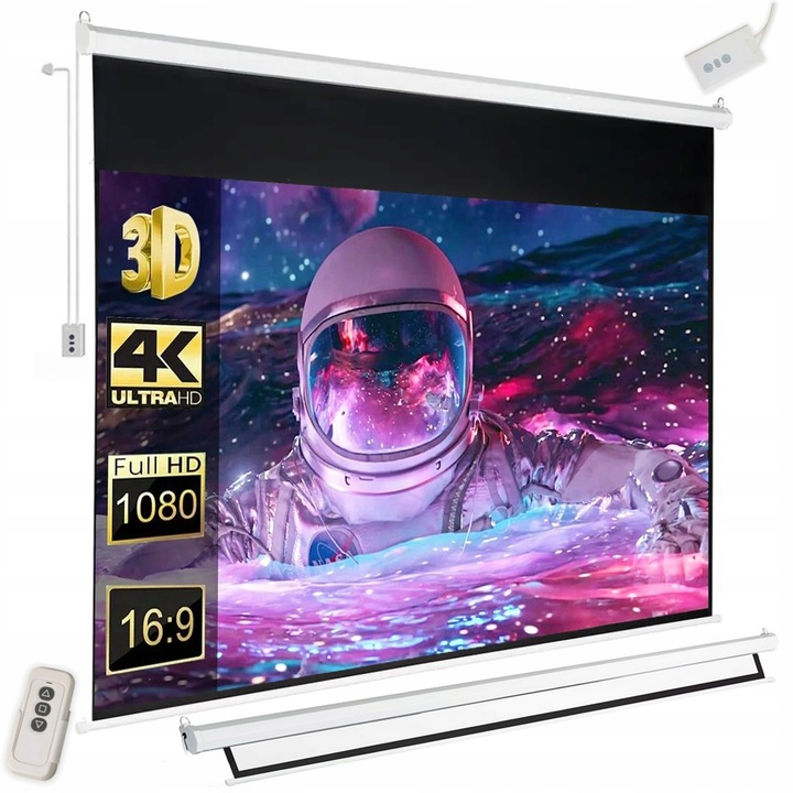 EKRAN PROJEKCYJNY ŚCIENNY RZUTNIKA ELEKTRYCZNY AUTOMATYCZNY PILOT 100