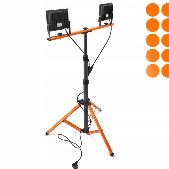 Halogen LED Statyw Budowlany Naświetlacz 2x 50W 11000lm Lampa Na