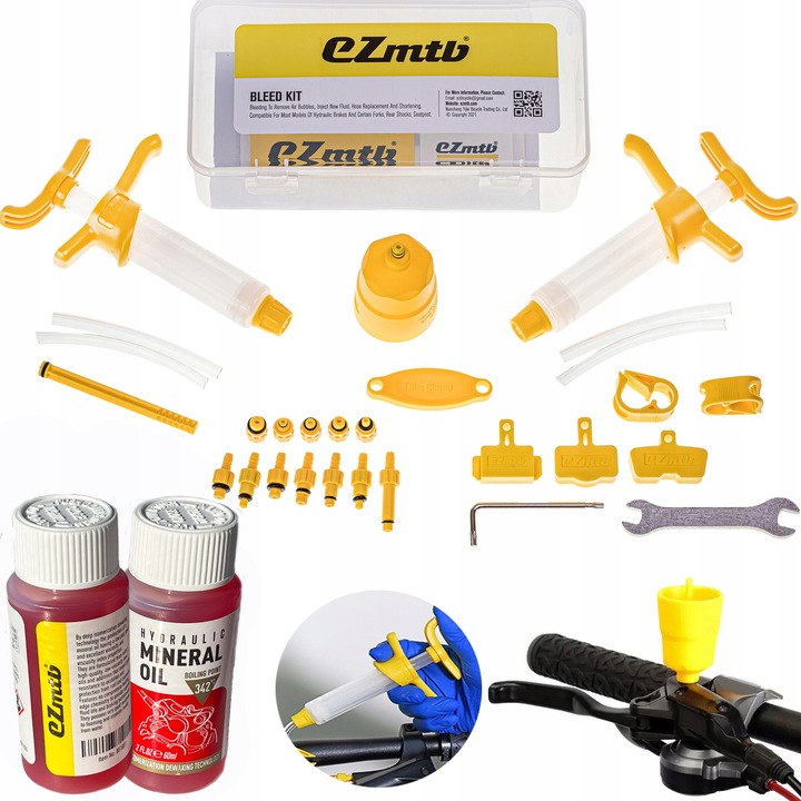 Zestaw BOX do odpowietrzania hamulców rowerowych 2x OLEJ mineralny EZmtb