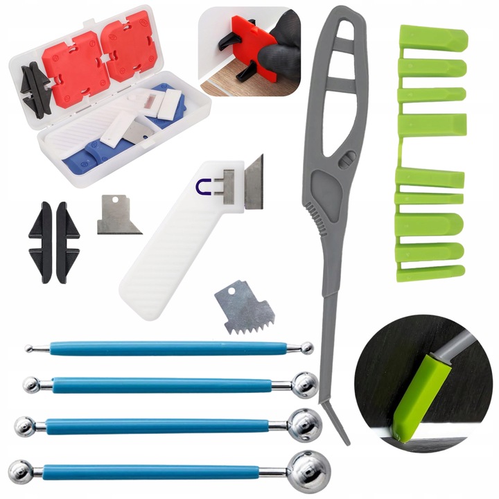 Kulki do Silikonu Fugowania Szpachelka do Trudnych Miejsc Zestaw