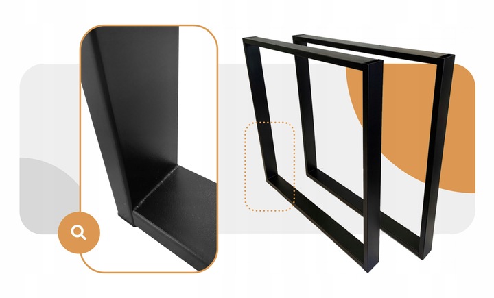 NOGI DO STOŁU BIURKA METALOWE CZARNE 80x72 CM PROFIL 6x2 CM LOFTOWE 2