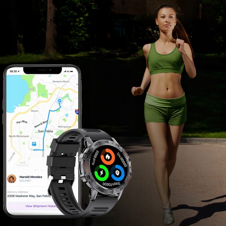 ZEGAREK SMARTWATCH MĘSKI 360x360 ROZMOWY MENU PL