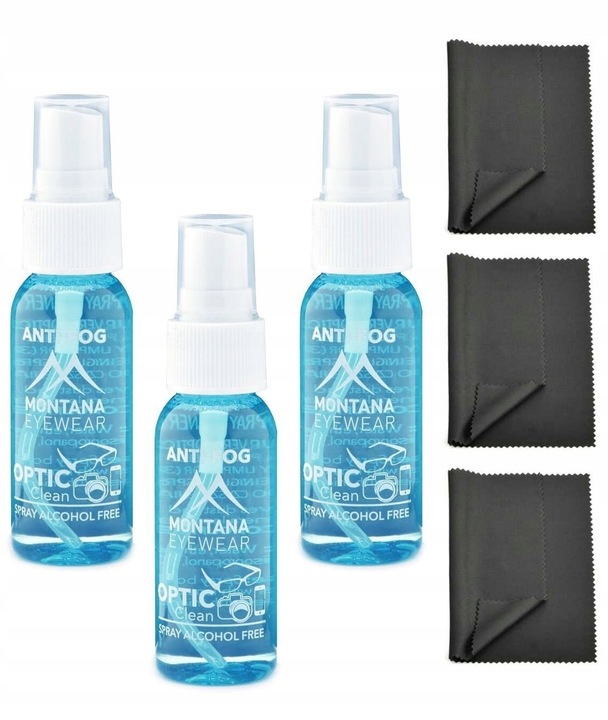 PŁYN ANTIFOG PRZECIW PAROWANIU OKULARÓW I GOGLI 3x 30ML + ŚCIERECZKI