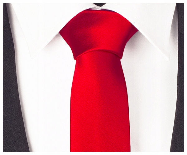 ŻAKARDOWY Krawat 7cm Męski do Garnituru Jednokolorowy Gładki Czerwony rr09