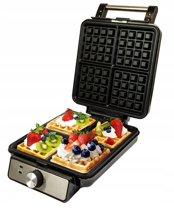 MOCNA GOFROWNICA 4 CHRUPIĄCE GOFRY REGULACJA TEMPERATURY TERMOSTAT 1500W