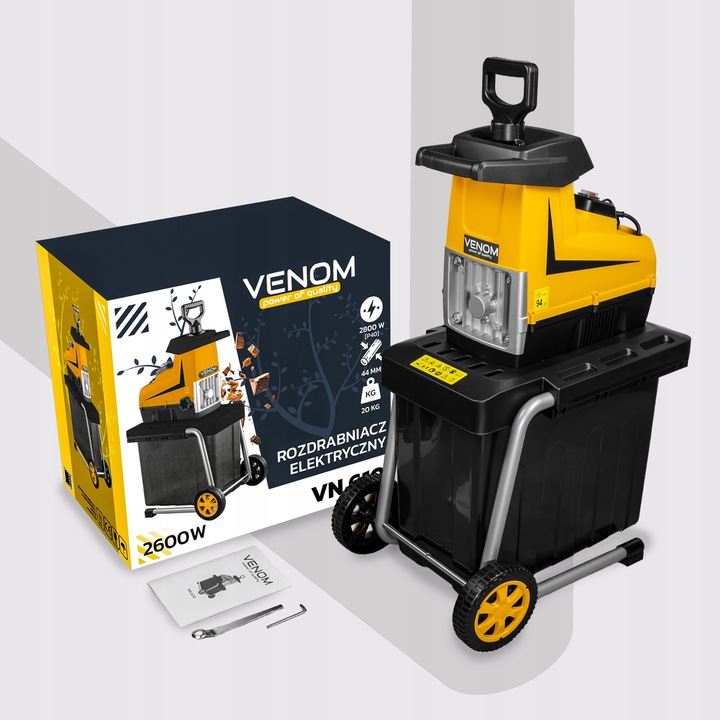 ROZDRABNIACZ ELEKTRYCZNY RĘBAK DO GAŁĘZI PRO MOCNY SILNIK ZBIORNIK 60L