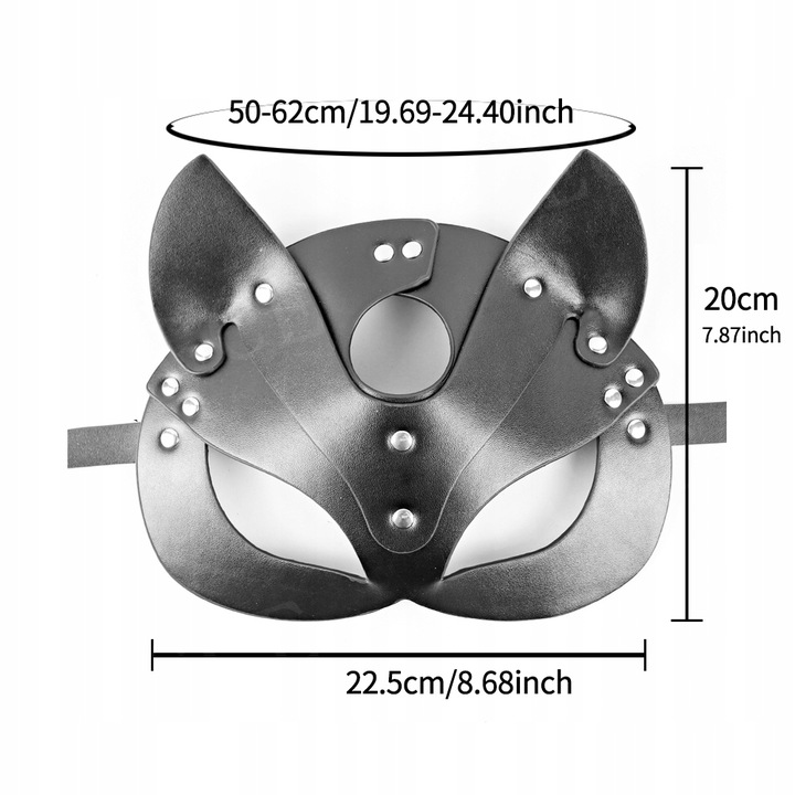MASKA BDSM NA OCZY TWARZ Z USZAMI SKÓRA SEXY KOT