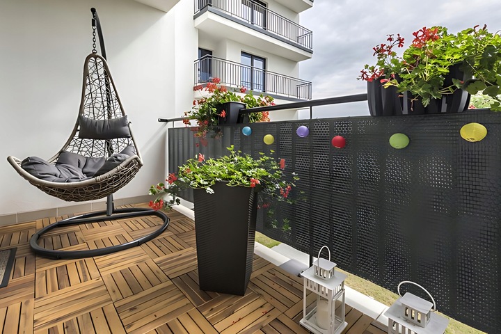 OSŁONA NA BALKON 95% GRAFITOWA NA TARAS PŁOT MATA BALKONOWA 1x7m +