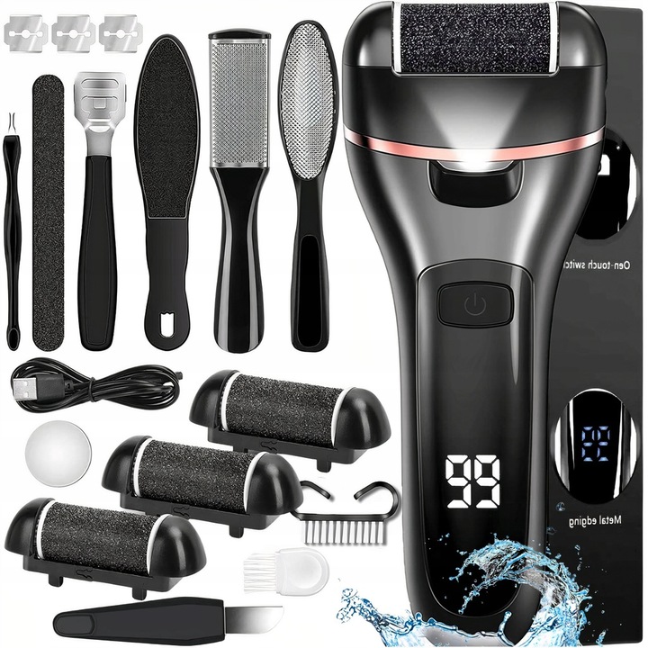 PILNIK DO STÓP MEGA ZESTAW DO PIĘT PILNICZEK ELEKTRYCZNY LED + NASADKI 15w1