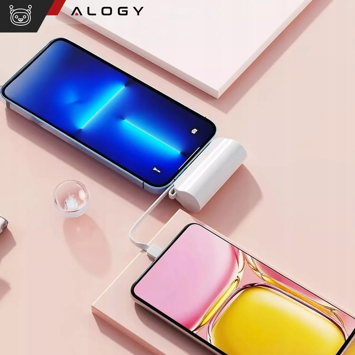 MAŁY PowerBank 5000 mAh kieszonkowy do iPhone 16 15 14 USB-C TYP-C 5000mAh