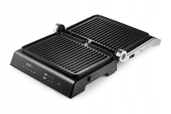 GRILL ELEKTRYCZNY Z REGULACJĄ TEMPERATURY 5 PROGRAMÓW ROZKŁADANY LED