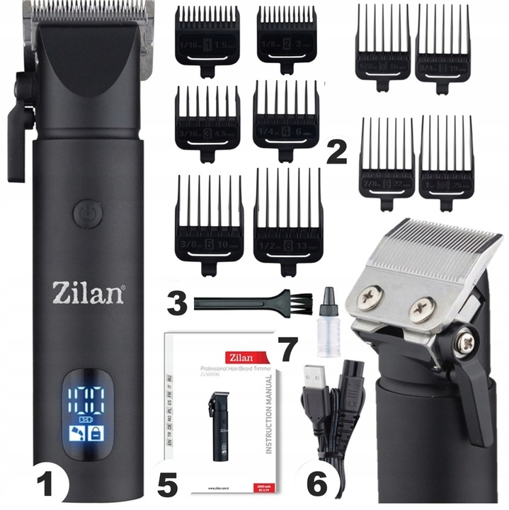 MASZYNKA DO STRZYŻENIA TRYMER DO BRODY WŁOSÓW BARBER USB ZILAN QUERA