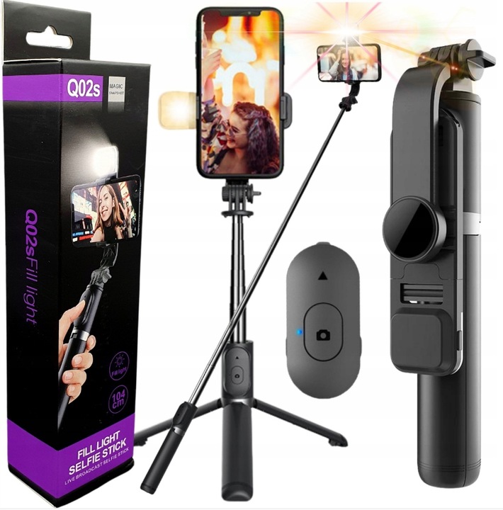 STATYW DO TELEFONU SELFIE STICK TRIPOD UCHWYT 3W1 Kijek + PILOT Bluetooth
