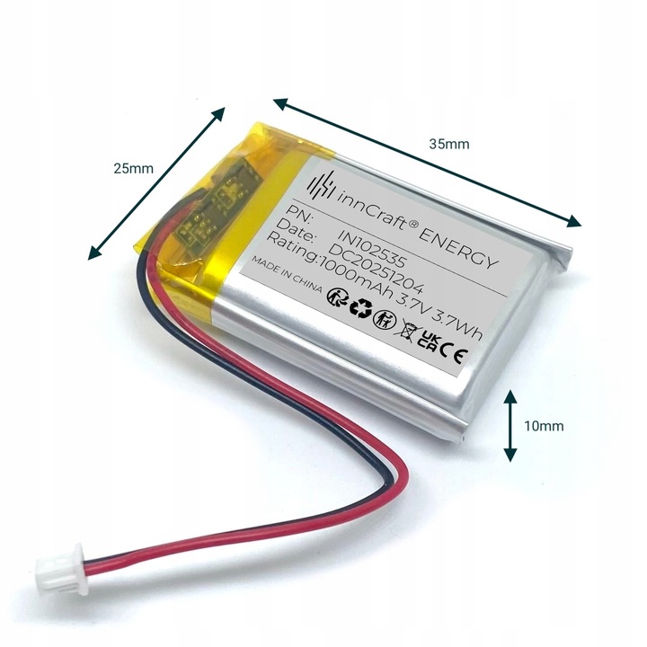 Akumulator Li-Poly innCraft 1000mAh 3.7V 102535