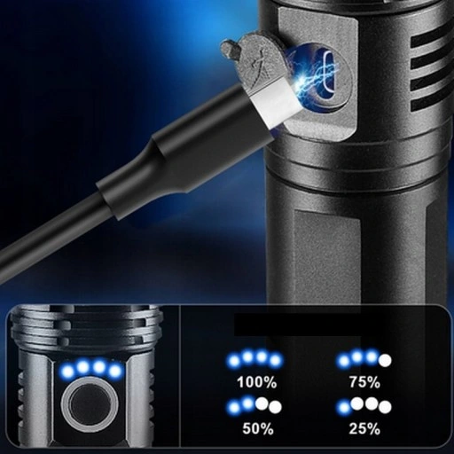 MOCNA LATARKA TAKTYCZNA WOJSKOWA LED cree XHP90 DUŻY AKUMULATOR + USB ZOOM