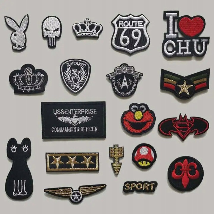 APLIKACJA TERMO naprasowanki naszywki aplikacje ZESTAW 20 naszywek