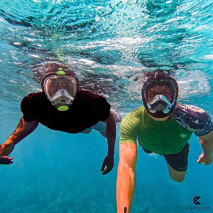 MASKA DO NURKOWANIA PŁYWANIA NIE PARUJE GoPro PEŁNOTWARZOWA Z RURKĄ L/XL