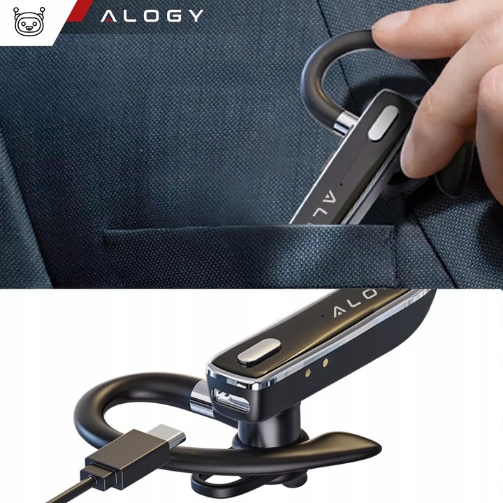 SŁUCHAWKA BLUETOOTH 5.1 ALOGY BEZPRZEWODOWY ZESTAW SŁUCHAWKOWY 12H ROZMÓW